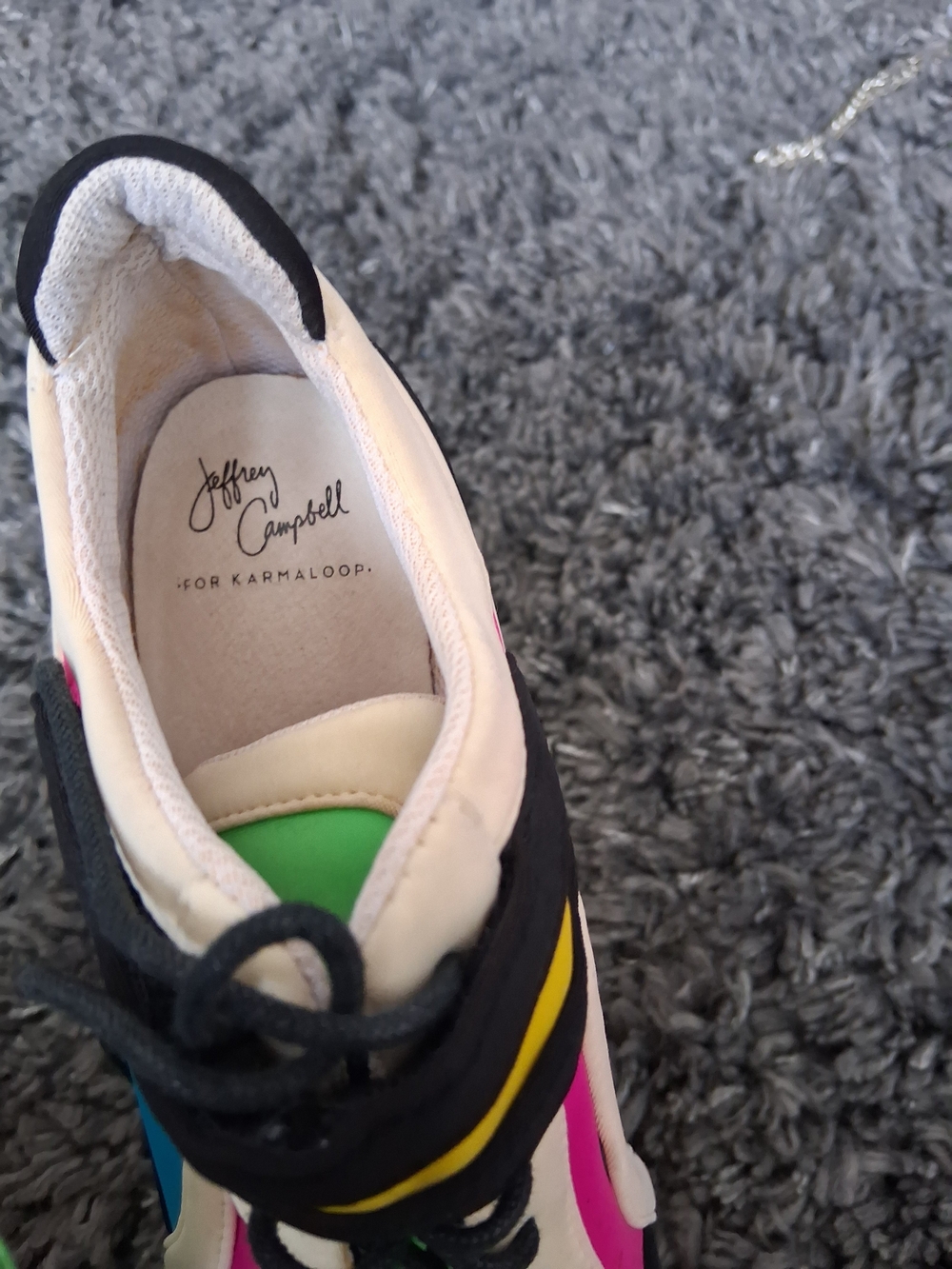 Jeffrey Campbell Multicolor Platform Sneakers with Neon Panels - Picture 7 of 8